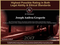 Highest Rating in Legal Ability & Ethical Standards 2017 Highest Rating in Legal Ability & Ethical Standards 2017